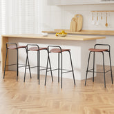 4x Artiss Bar Stools Kitchen Counter Dining Chair Metal Brown Chez Guru